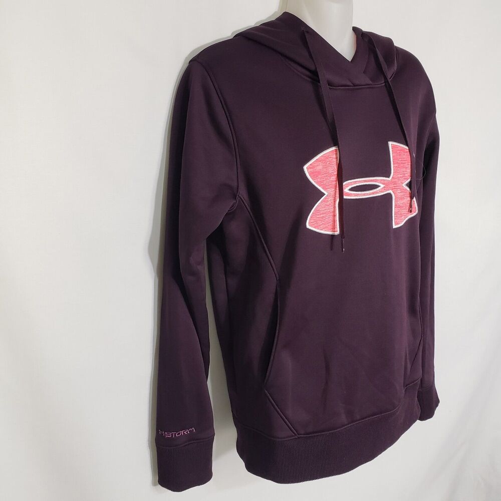 Under Armour Women Hoodie Small Cold Gear Pullover Storm Fleece Big Logo 1248640 - Picture 3 of 10